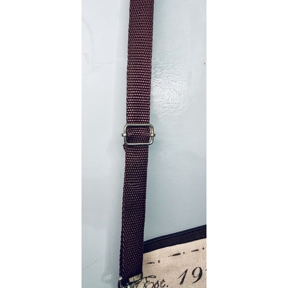 Bahamas Ivory Brown Canvas Crossbody Bag Zip Up W Outside Pocket - Picture 2 of 11